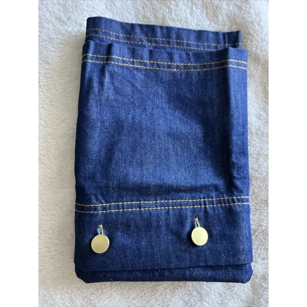 IKEA Cushion Denim Cover Brass Button 20x20